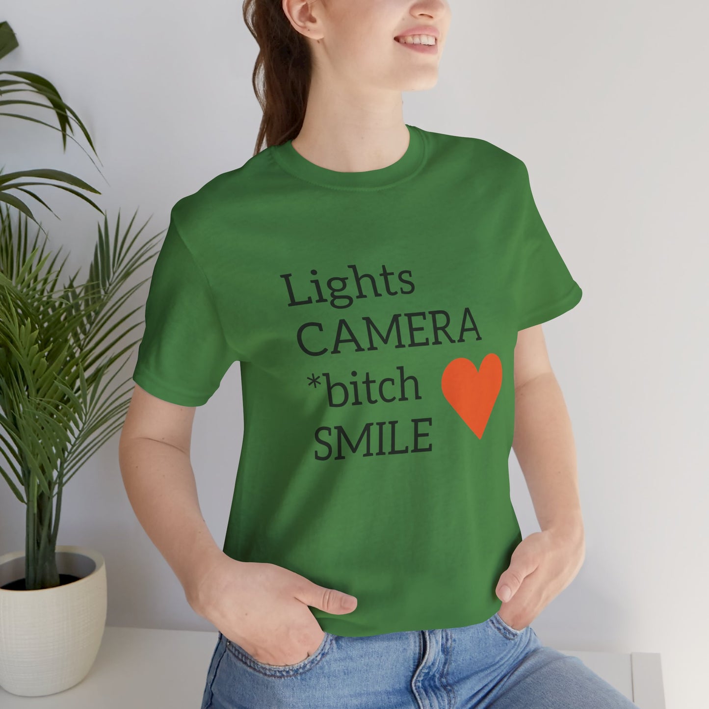 Lights Camera Bitch Smile All Sizes All Colors Unisex Jersey Short Sleeve Tee