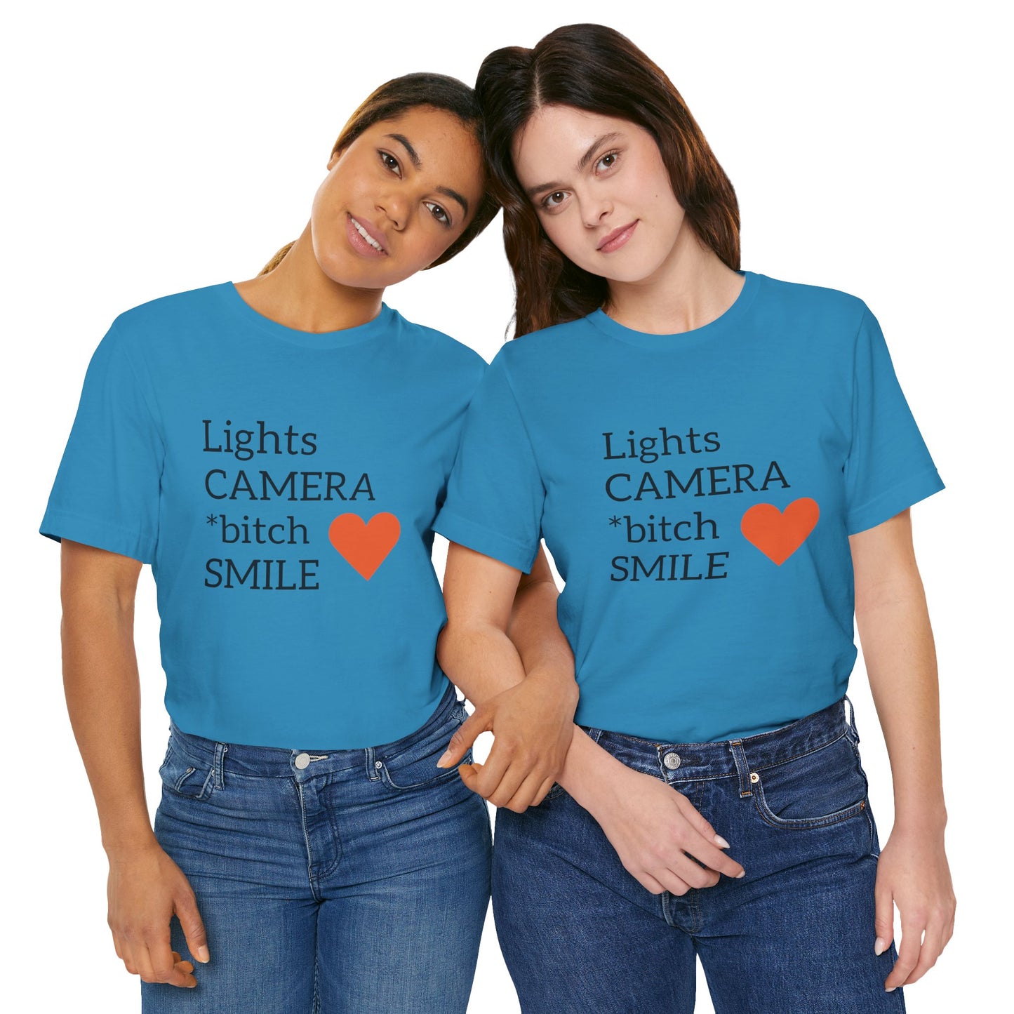 Lights Camera Bitch Smile All Sizes All Colors Unisex Jersey Short Sleeve Tee