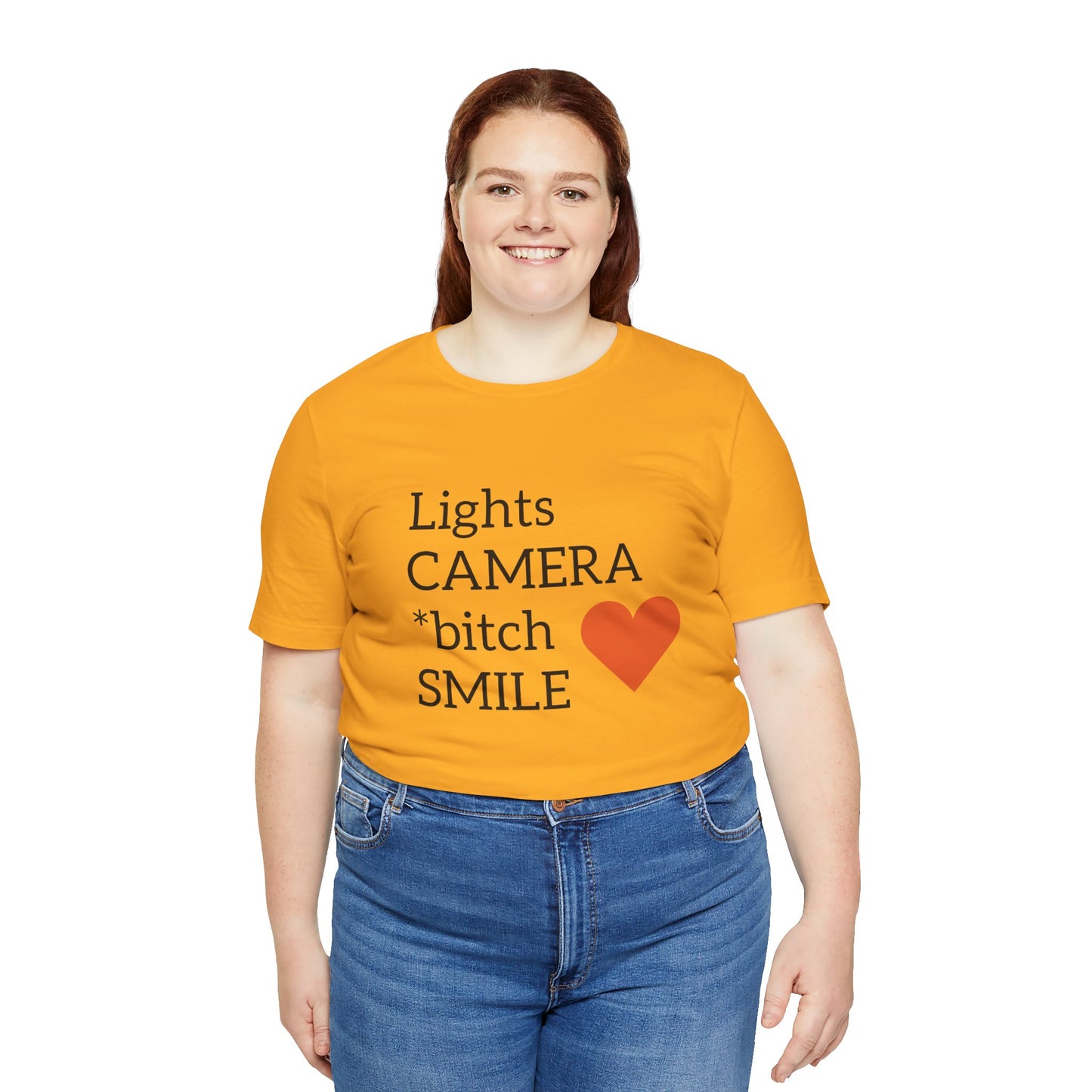 Lights Camera Bitch Smile All Sizes All Colors Unisex Jersey Short Sleeve Tee