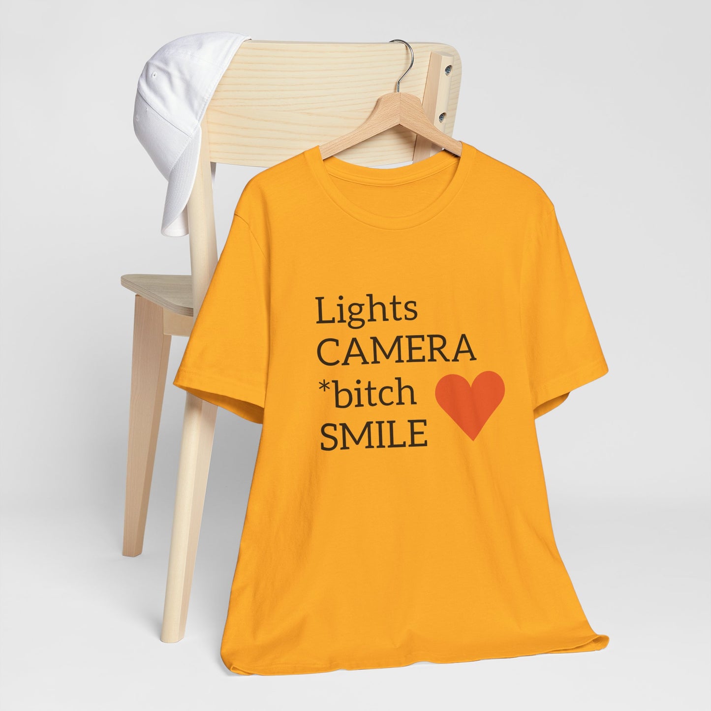 Lights Camera Bitch Smile All Sizes All Colors Unisex Jersey Short Sleeve Tee