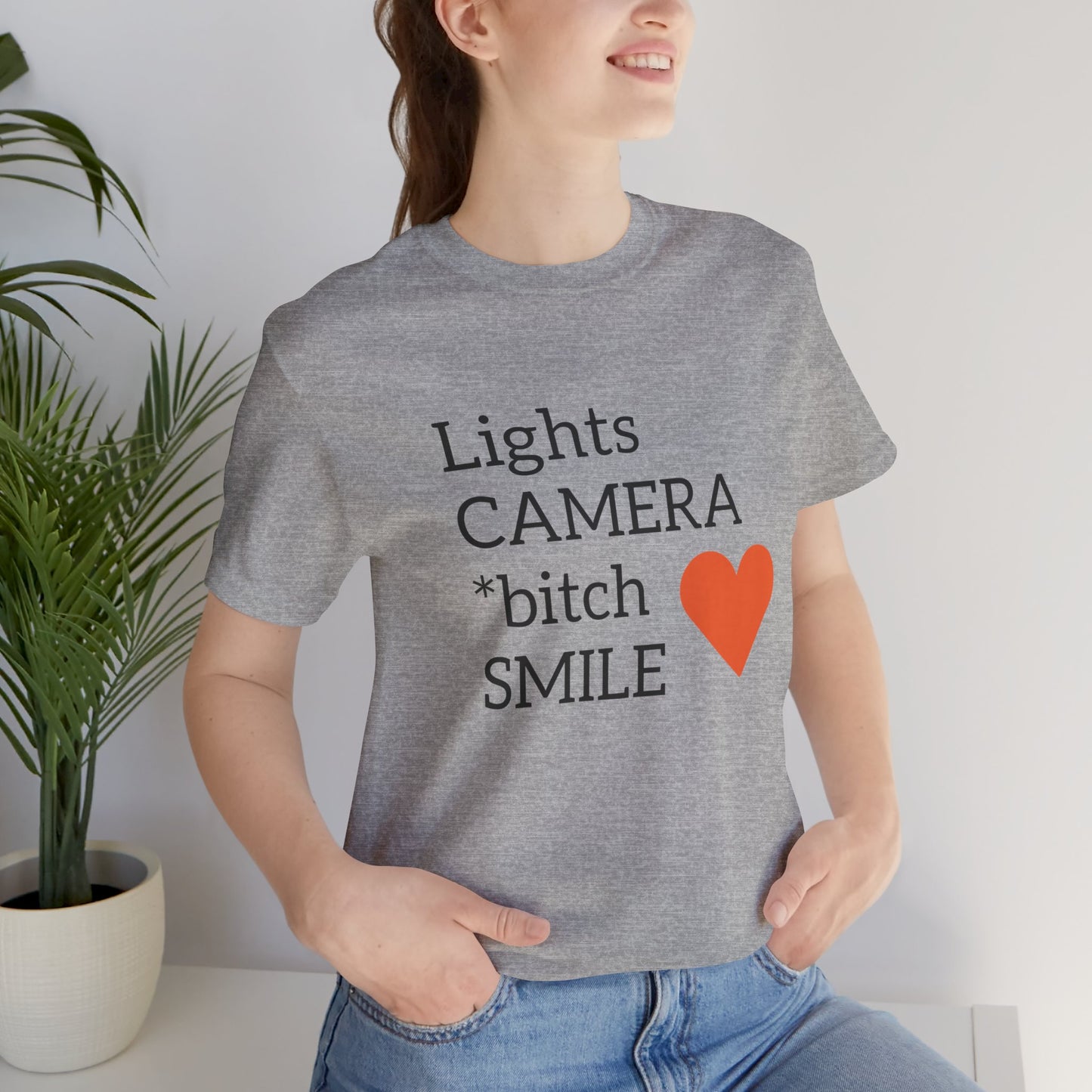 Lights Camera Bitch Smile All Sizes All Colors Unisex Jersey Short Sleeve Tee