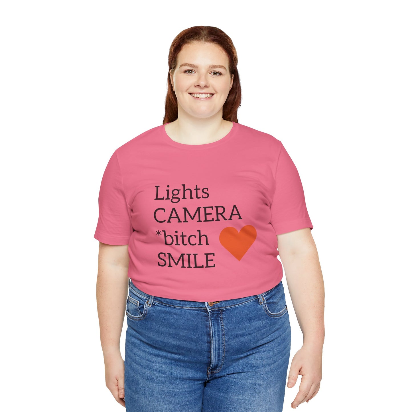 Lights Camera Bitch Smile All Sizes All Colors Unisex Jersey Short Sleeve Tee