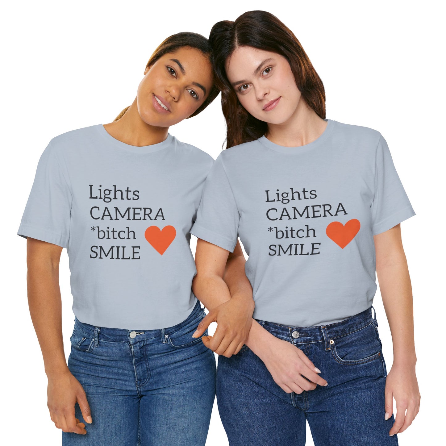 Lights Camera Bitch Smile All Sizes All Colors Unisex Jersey Short Sleeve Tee