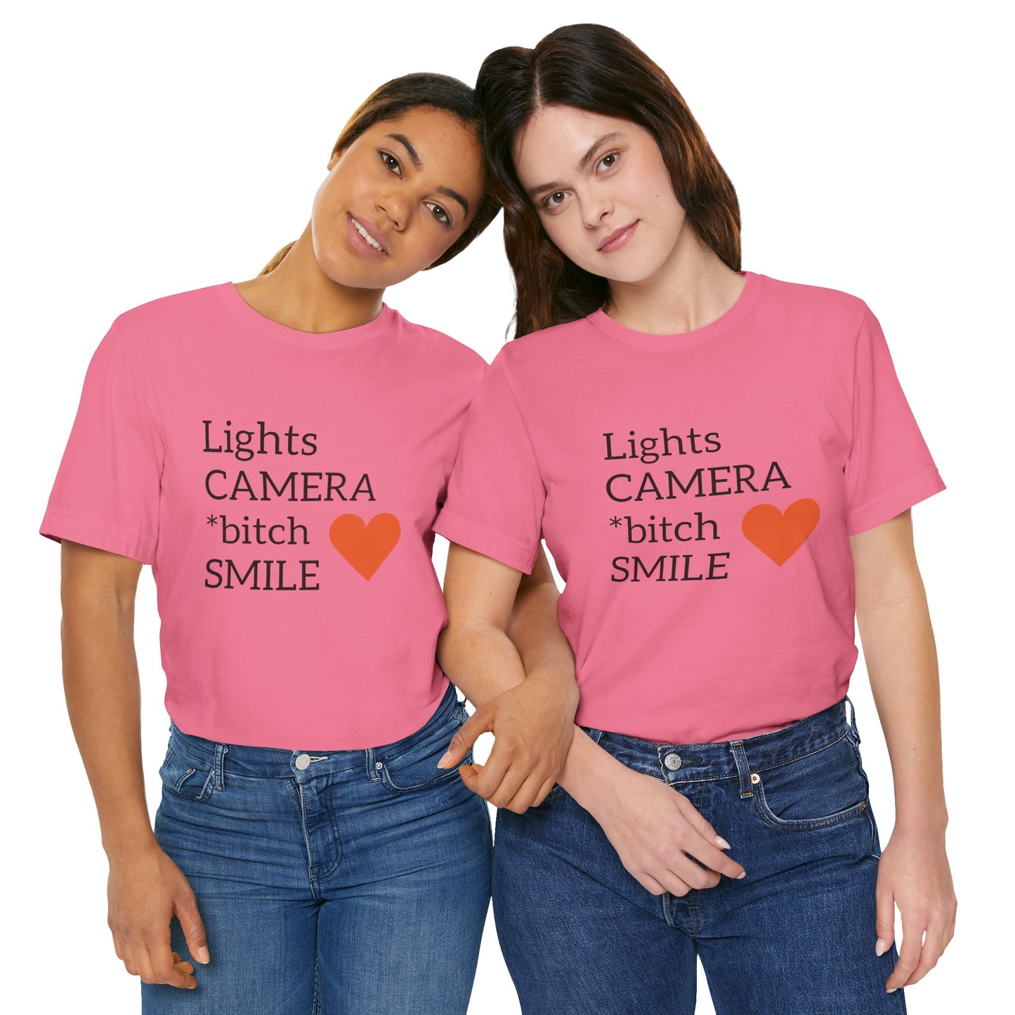 Lights Camera Bitch Smile All Sizes All Colors Unisex Jersey Short Sleeve Tee