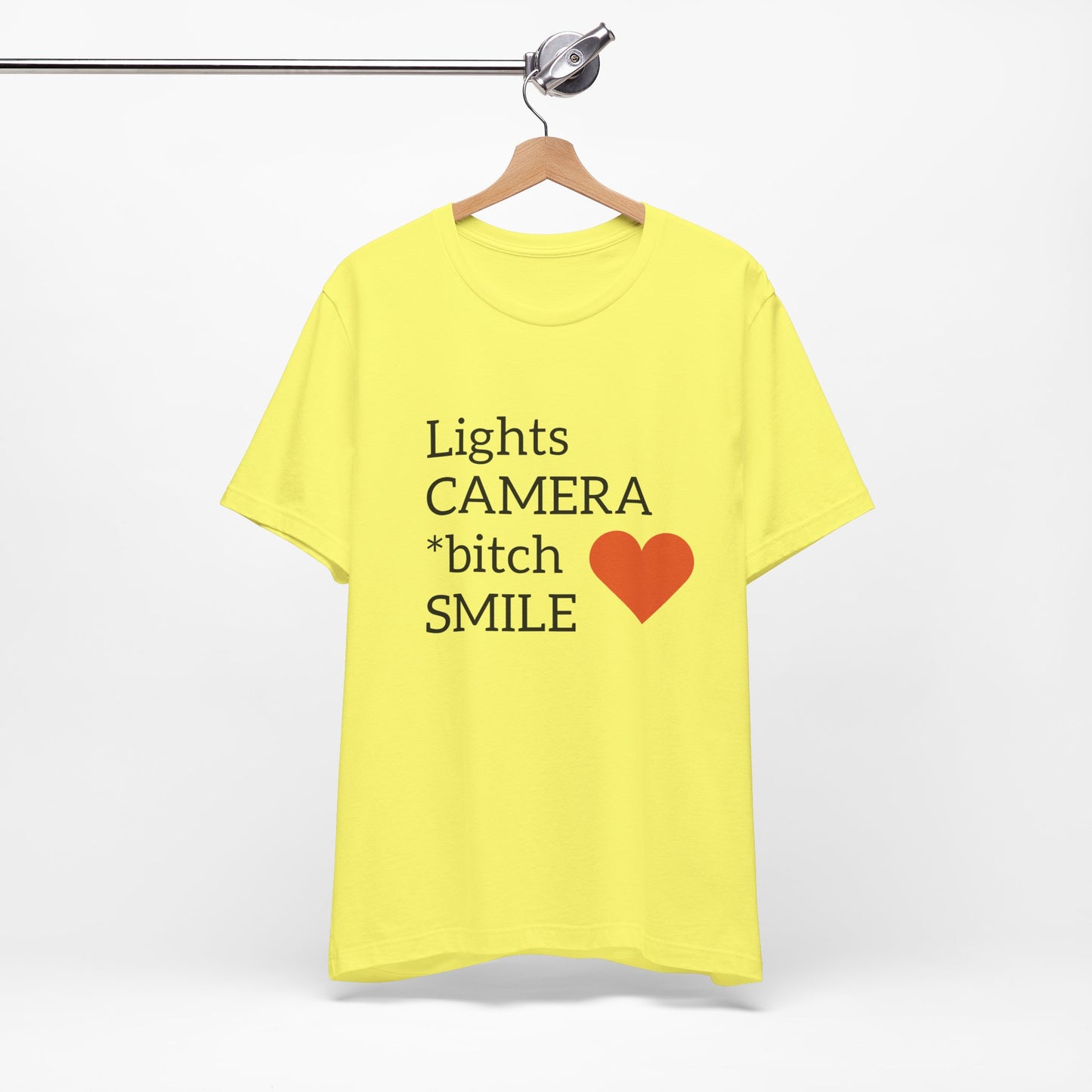 Lights Camera Bitch Smile All Sizes All Colors Unisex Jersey Short Sleeve Tee