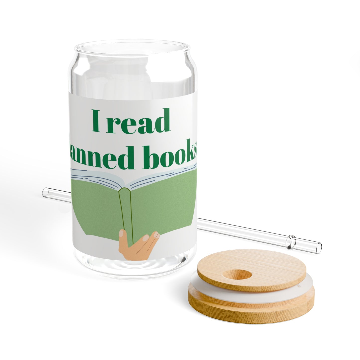 I read banned books. Coffee, water and soad drink Sipper Glass, 16oz