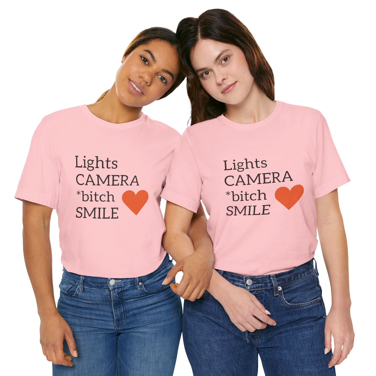 Lights Camera Bitch Smile All Sizes All Colors Unisex Jersey Short Sleeve Tee