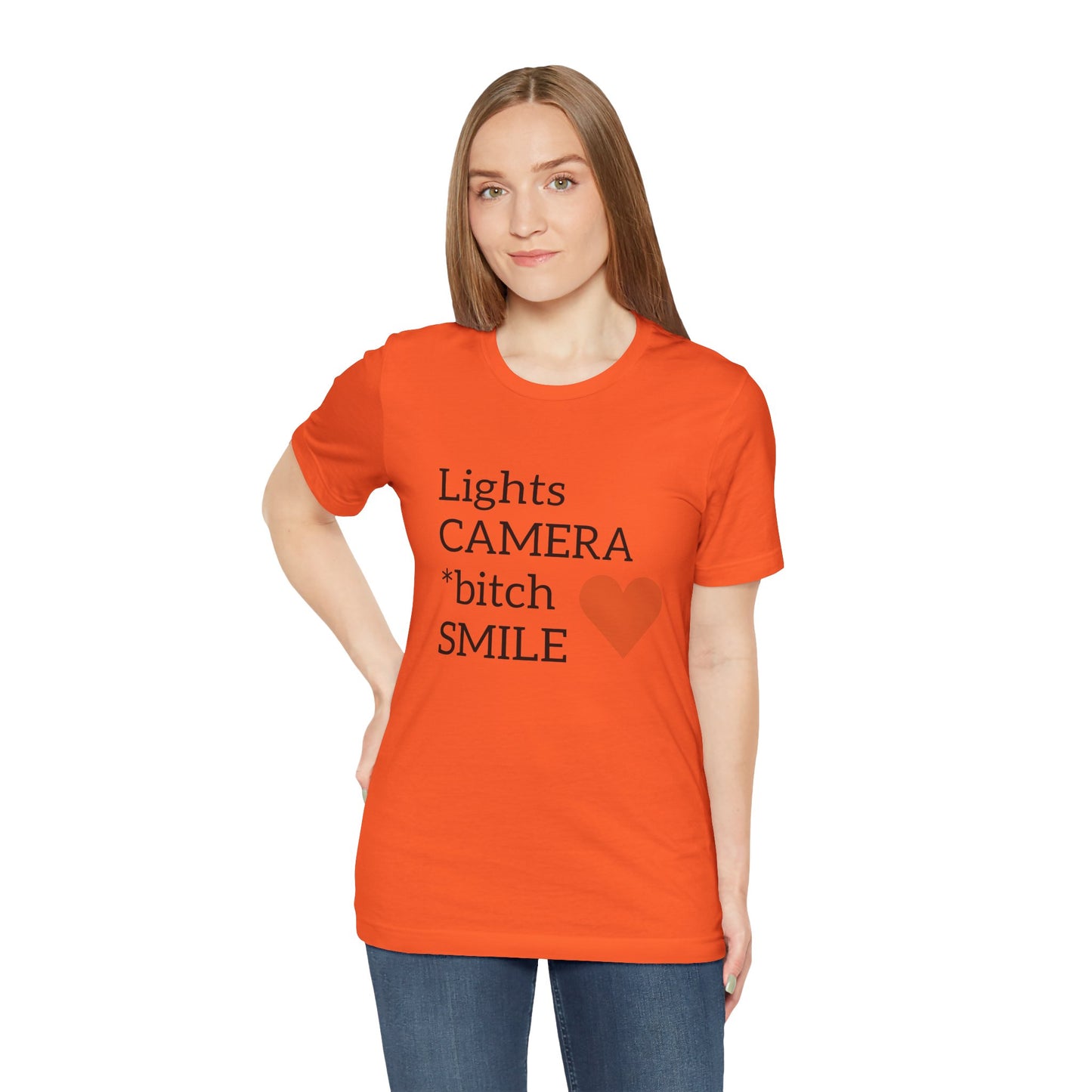 Lights Camera Bitch Smile All Sizes All Colors Unisex Jersey Short Sleeve Tee