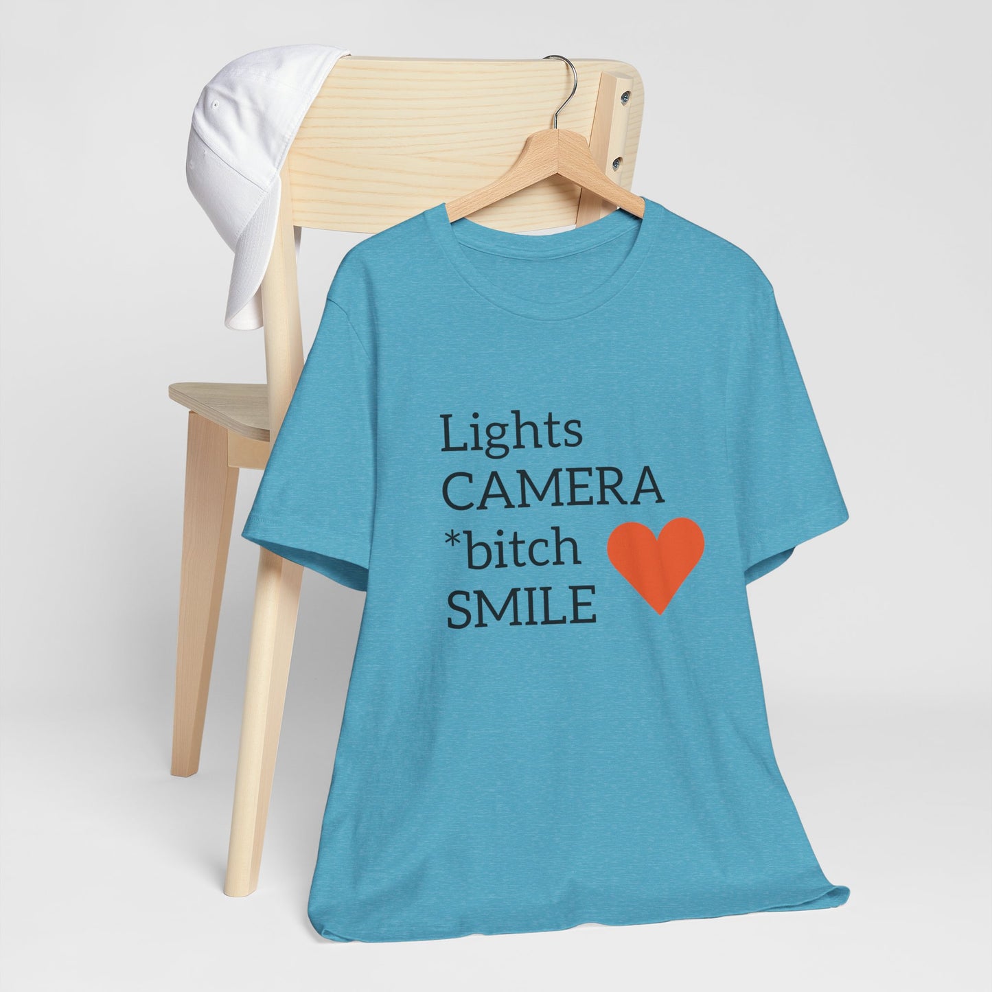 Lights Camera Bitch Smile All Sizes All Colors Unisex Jersey Short Sleeve Tee