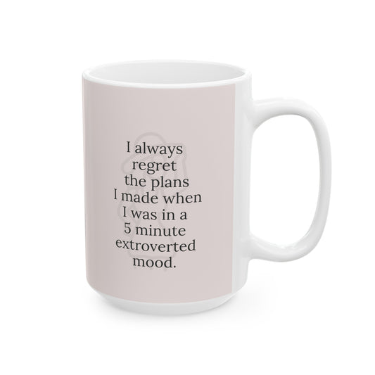 Happy Quotes Mug - I always regret my plans.....Ceramic Mug, (11oz, 15oz)