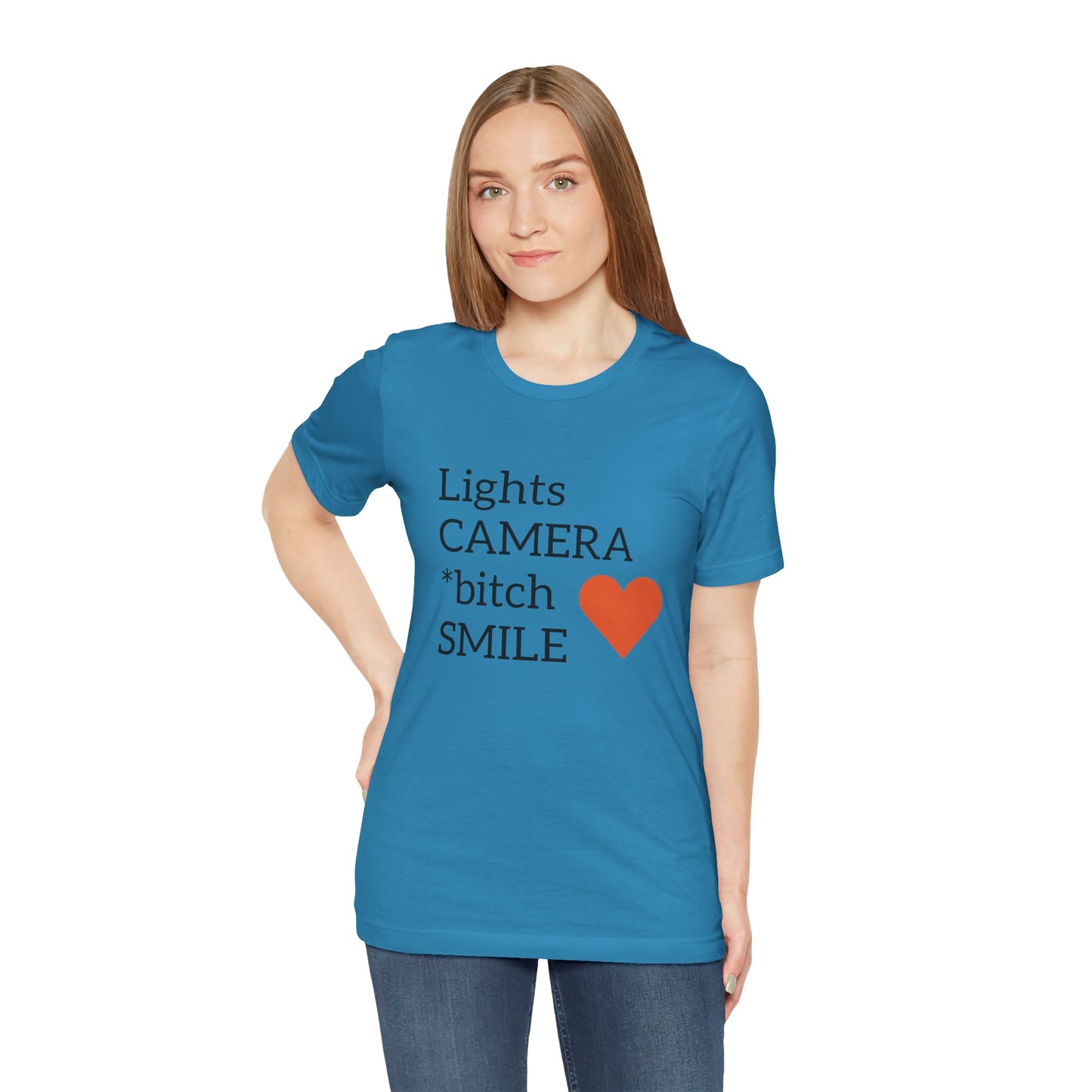 Lights Camera Bitch Smile All Sizes All Colors Unisex Jersey Short Sleeve Tee